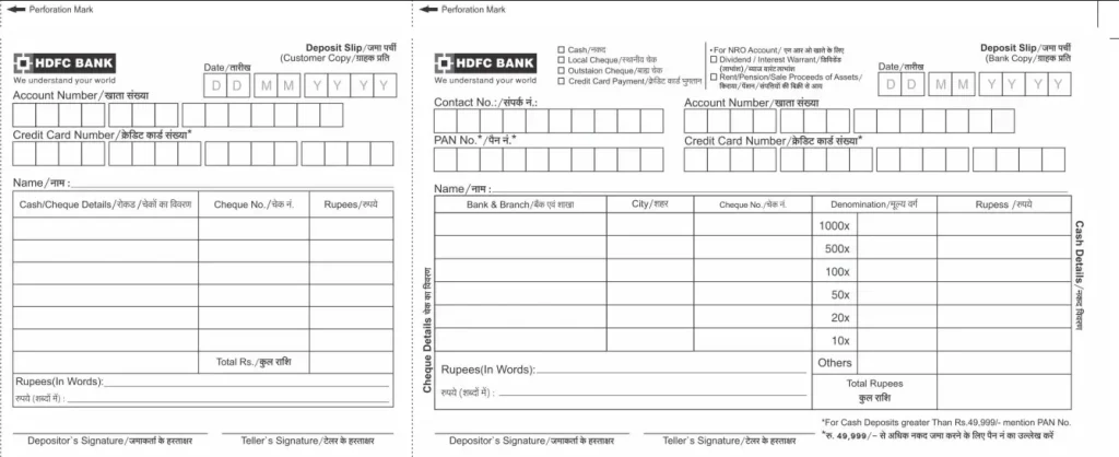 HDFC Deposit Form Download 